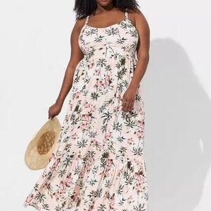 Torrid White Ruffled Tiered Maxi Sundress